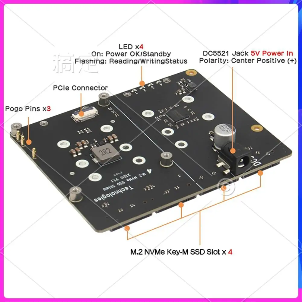 ABT-X1011 PCIE To M.2 NVME SSD Expansion Board+Case For Raspberry Pi 5 Support 4Xssd For 2280/2260/2242/2230 M.2 NVME SSD
ABT-X1011 PCIE To M.2 NVME SSD Expansion Board+Case For Raspberry Pi 5 Support 4Xssd For 2280/2260/2242/2230 M.2 NVME SSD