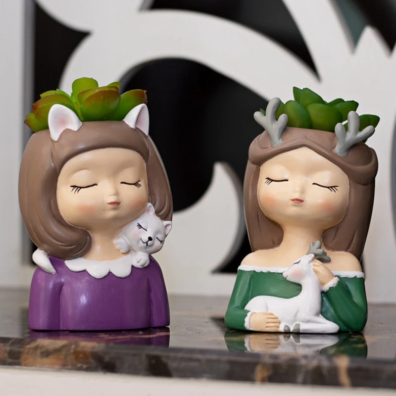2 PCS Cute Girl Flower Pot Resin Succulent Pot Plant Flower Pot Fashion Girl Head Planter Vase Indoor Outdoor
2 PCS Cute Girl Flower Pot Resin Succulent Pot Plant Flower Pot Fashion Girl Head Planter Vase Indoor Outdoor