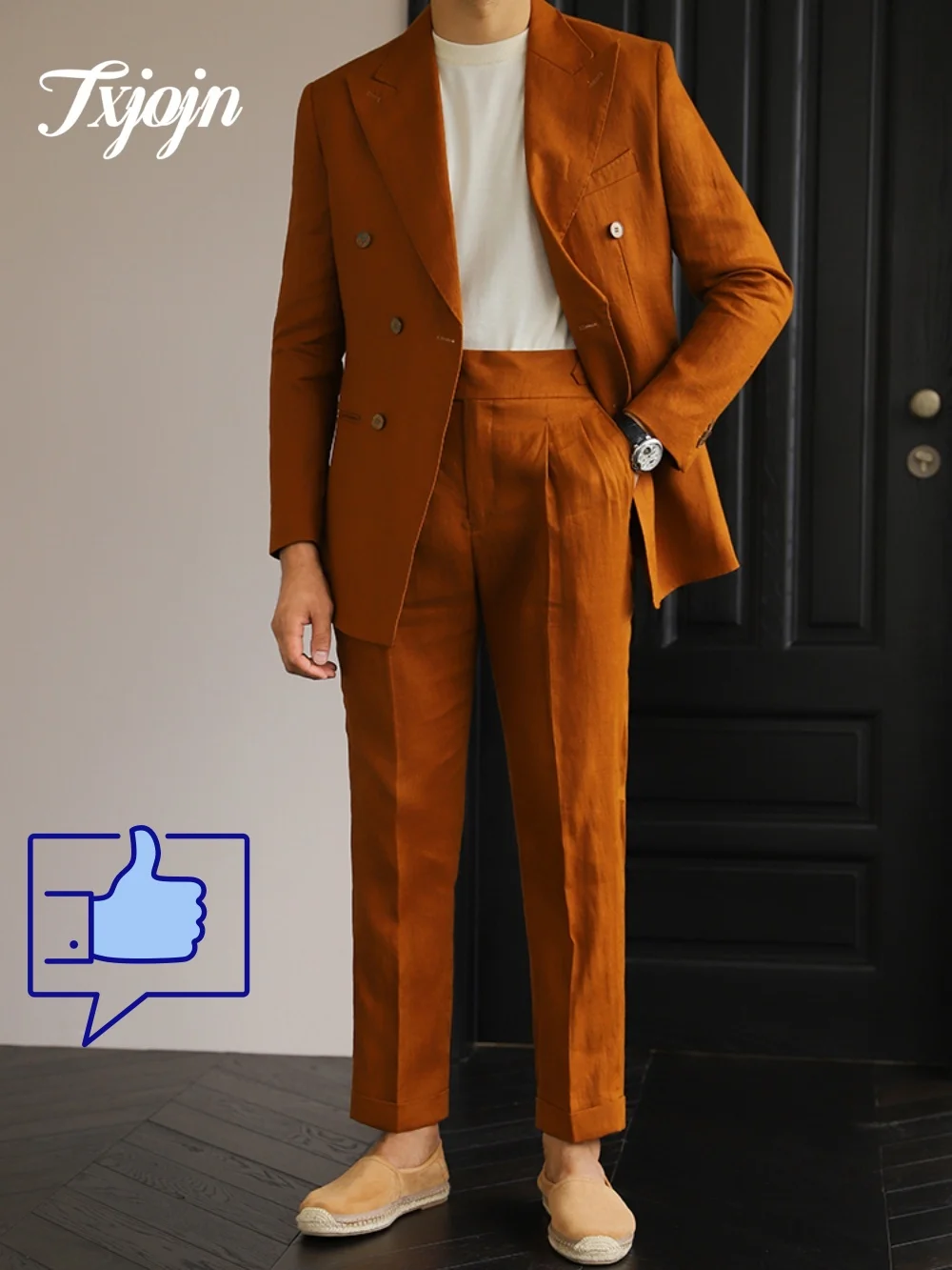 Luxury Linen Double Breasted Suit Set 2PCS Elegant Italian Suit For Men's Versatile Slim Fit Business Lapel Collar Retro Suit Cu
Luxury Linen Double Breasted Suit Set 2PCS Elegant Italian Suit For Men's Versatile Slim Fit Business Lapel Collar Retro Suit Cu