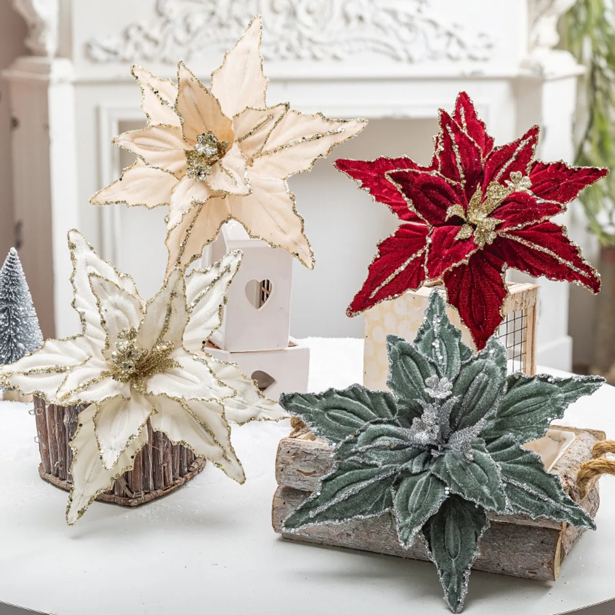 8Pcs Large Christmas Flower Magnolia Flowers Christmas Tree Artificial Poinsettia Stem Velvet for Xmas Tree Table Xmas Ornament
8Pcs Large Christmas Flower Magnolia Flowers Christmas Tree Artificial Poinsettia Stem Velvet for Xmas Tree Table Xmas Ornament