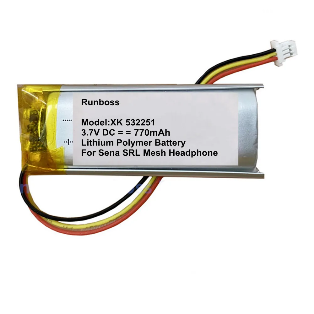 Аккумулятор XK 532251 3.7V 770mAh для гарнитуры Sena SRL Mesh Sport, замена литий-полимерных батарей для наушников.
Аккумулятор XK 532251 3.7V 770mAh для гарнитуры Sena SRL Mesh Sport, замена литий-полимерных батарей для наушников.