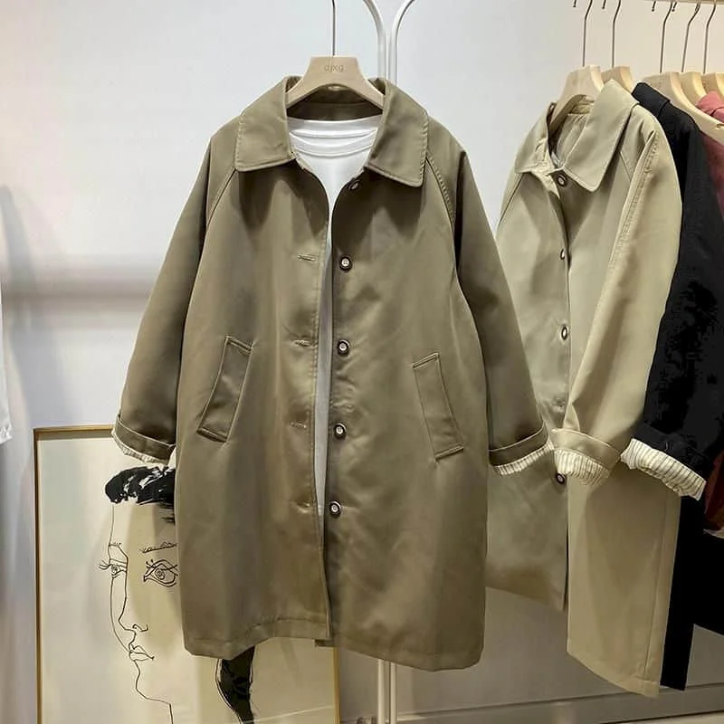 Solid Trench for Women Long Sleeve Casual Korean Style Workwear Mid Length Single Breasted Oversized One-piece Coats Women Tops
Solid Trench for Women Long Sleeve Casual Korean Style Workwear Mid Length Single Breasted Oversized One-piece Coats Women Tops