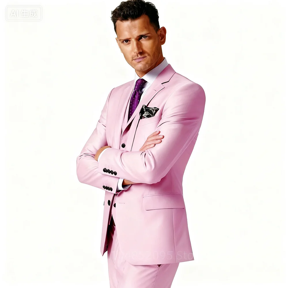 Мужской формальный терно с зубчатыми лацканами, костюм из трех предметов знаменитостей, пиджак на двух пуговицах, жилет и брюки, комплект 
Мужской формальный терно с зубчатыми лацканами, костюм из трех предметов знаменитостей, пиджак на двух пуговицах, жилет и брюки, комплект