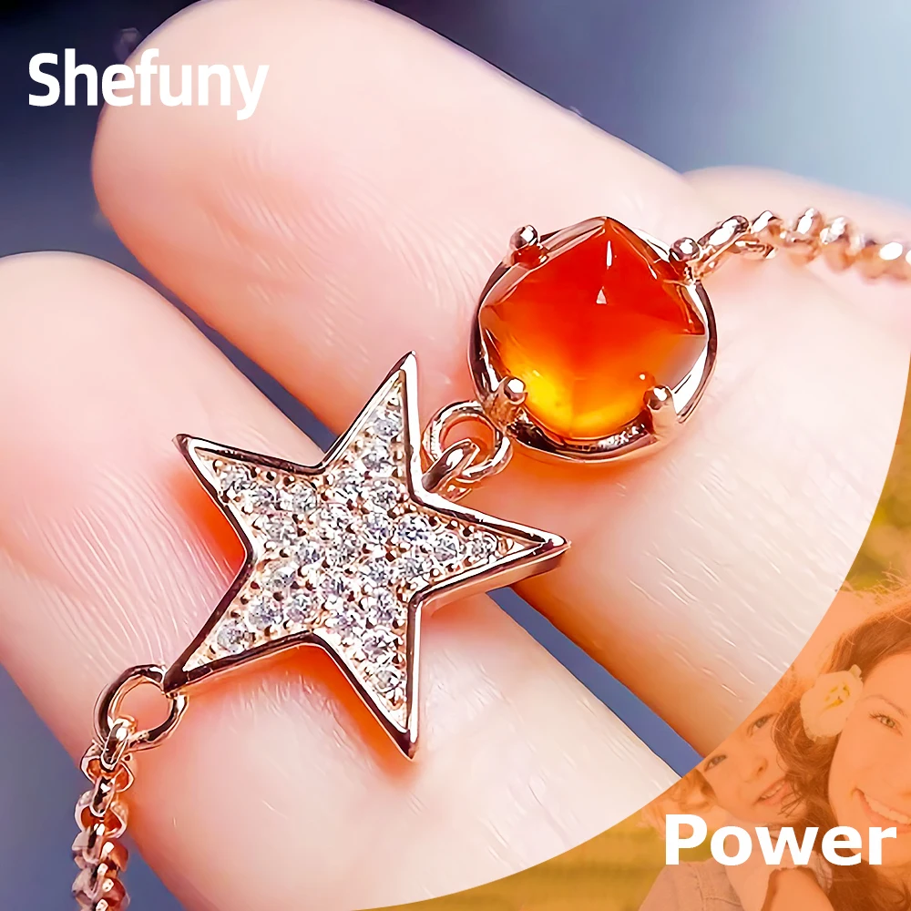 New 925 Sterling Silver Luxury Star Chain Bracelet Garnet White Zircon Rose Gold Plated Bangle For Women Fine Jewelry Party Gift
New 925 Sterling Silver Luxury Star Chain Bracelet Garnet White Zircon Rose Gold Plated Bangle For Women Fine Jewelry Party Gift