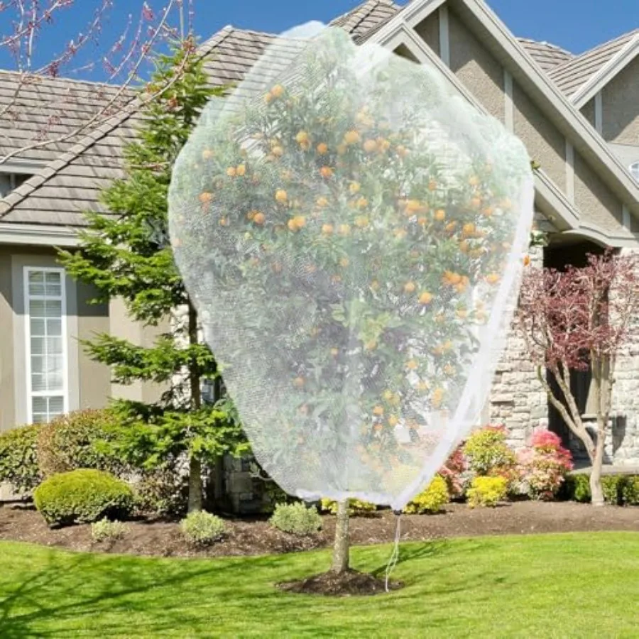 Large Fruit Tree Netting with Drawstring and Zipper, 15 * 15Feet Garden Netting for Garden Protection, Insect Bird Netting for