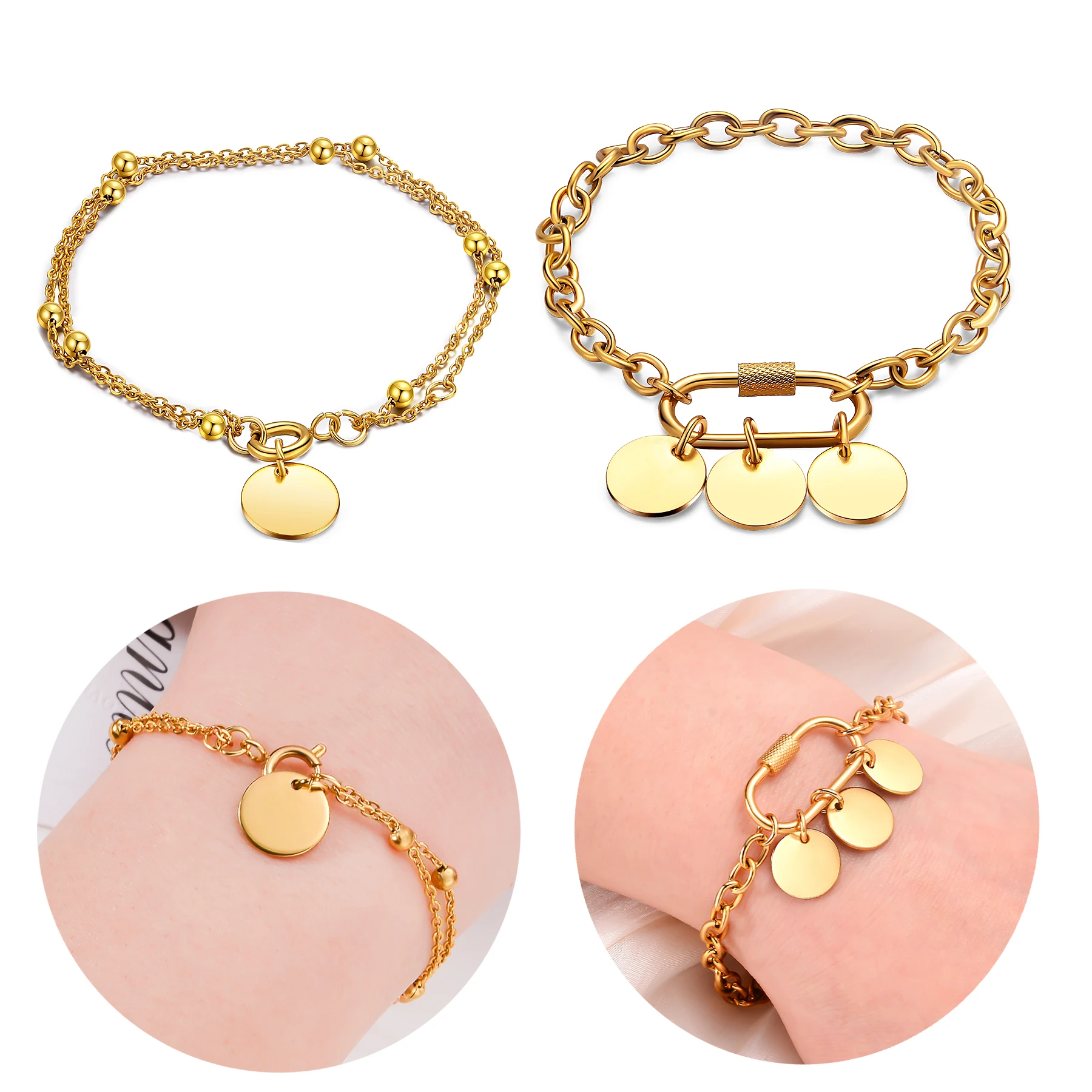 New Customize Name&Date Women Girls Link Chain Bracelet Stainless Steel Round Charm Personalized Jewelry Length 18cm
New Customize Name&Date Women Girls Link Chain Bracelet Stainless Steel Round Charm Personalized Jewelry Length 18cm