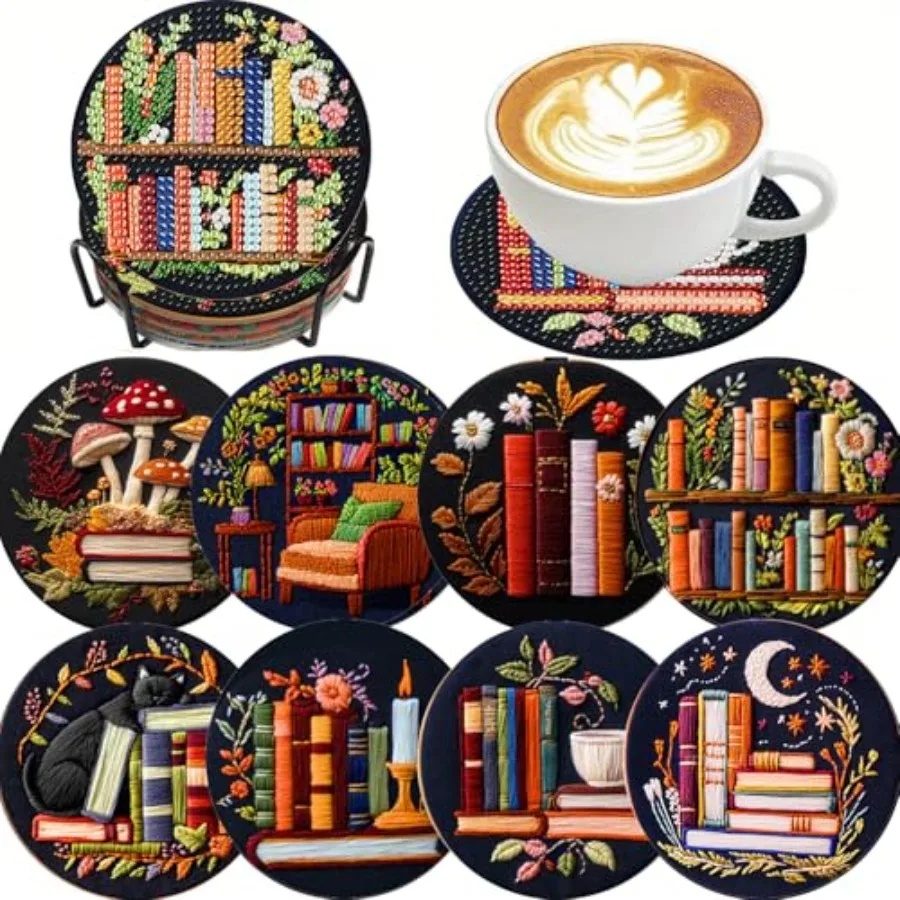 8 Pcs Bookshelf Diamond Art Coasters Kit - DIY 5D Small Diamond Painting Coasters with Holder, Mini Diamonds Arts Kits for Adul
8 Pcs Bookshelf Diamond Art Coasters Kit - DIY 5D Small Diamond Painting Coasters with Holder, Mini Diamonds Arts Kits for Adul