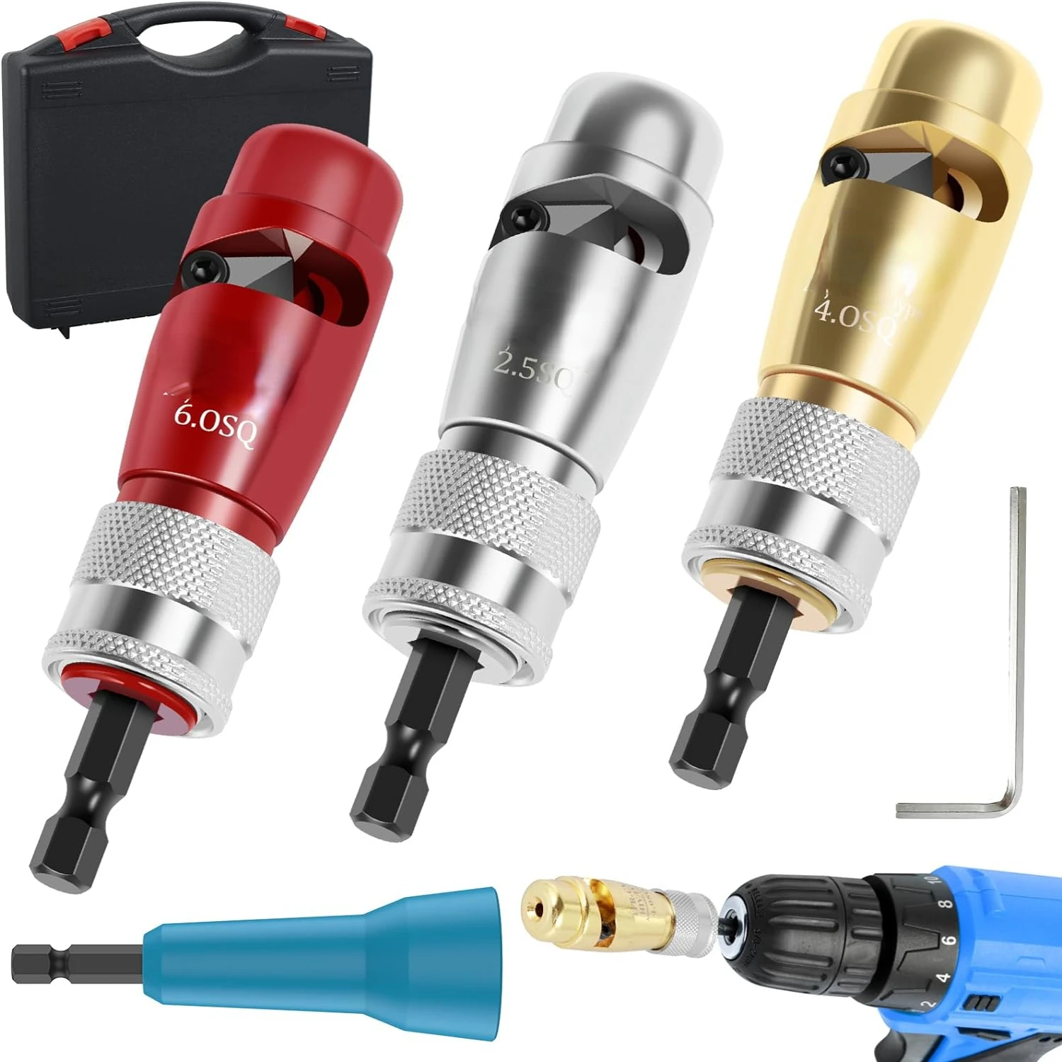 Efficient and Adjustable Cable Wire Stripper for Quick Stripping and Twisting, Versatile 2.5/4/6 Square Wire Nut Driver Tool for
Efficient and Adjustable Cable Wire Stripper for Quick Stripping and Twisting, Versatile 2.5/4/6 Square Wire Nut Driver Tool for