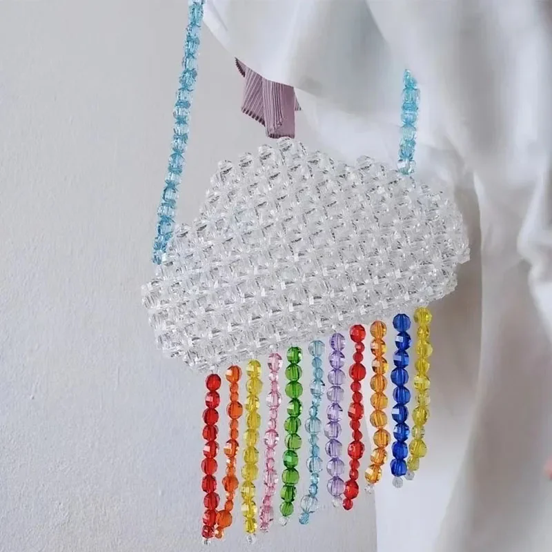 Summer Acrylic Transparent Handwoven Beaded Crossbody Bags for Woman 2024 New Fashion Cute Colorful Tassel Design Shoulder Bag
Summer Acrylic Transparent Handwoven Beaded Crossbody Bags for Woman 2024 New Fashion Cute Colorful Tassel Design Shoulder Bag
