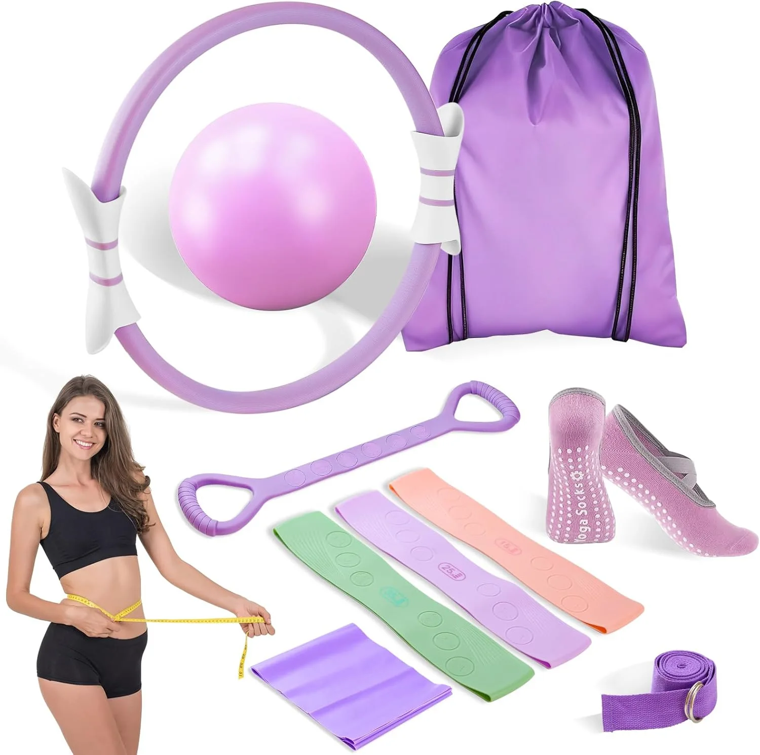 Набор для йоги с петлями для пилатеса из 11 предметов, эластичный пояс для йоги с мячом для ралли — оборудование для фитнеса для растяжки, формирования и основных тренировок
Набор для йоги с петлями для пилатеса из 11 предметов, эластичный пояс для йоги с мячом для ралли — оборудование для фитнеса для растяжки, формирования и основных тренировок