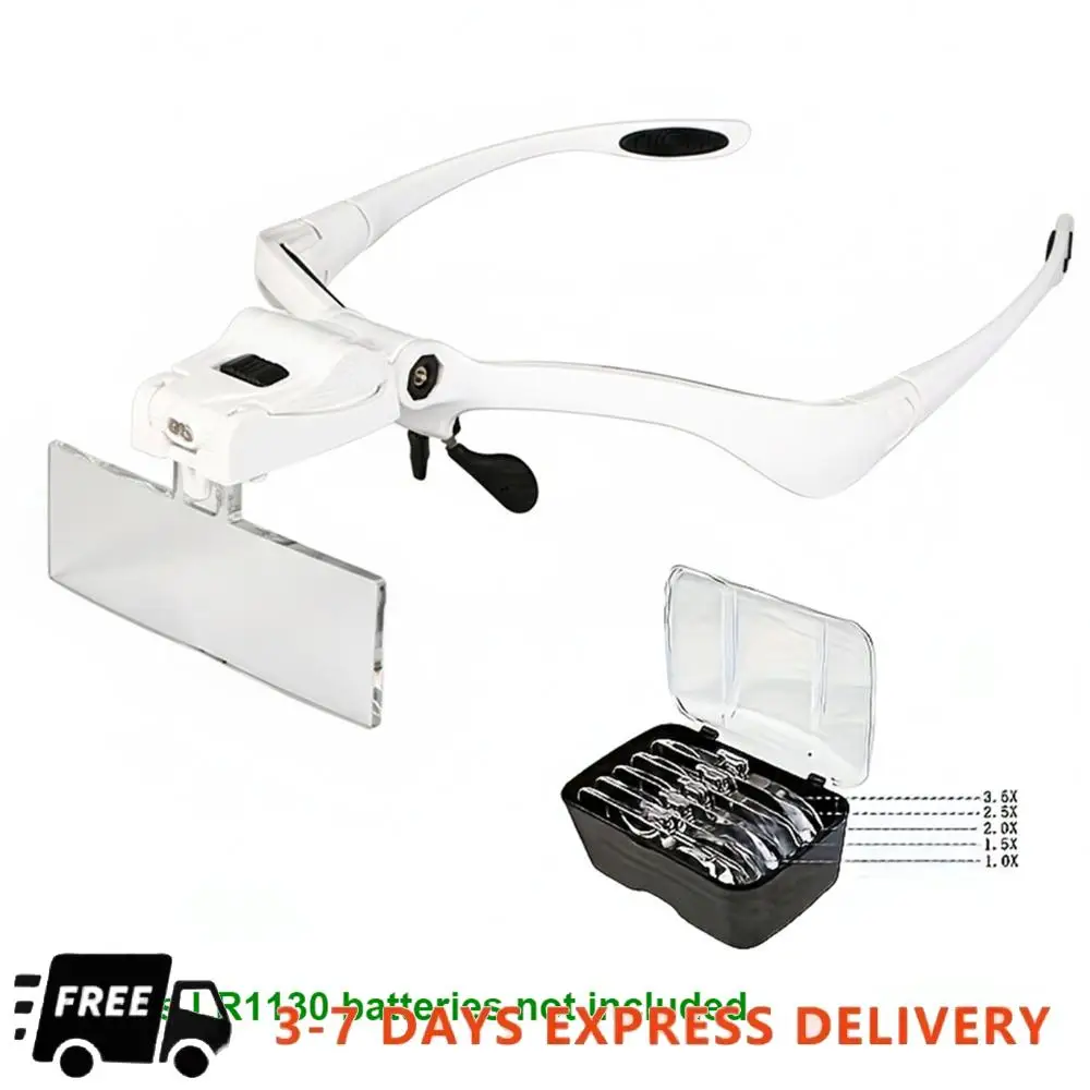 Светодиодные налобные увеличительные очки с 5 сменными линзами (от 1.0X до 3.5X), без рук, с креплением на голову, для чтения и работы с ювелирными изделиями
Светодиодные налобные увеличительные очки с 5 сменными линзами (от 1.0X до 3.5X), без рук, с креплением на голову, для чтения и работы с ювелирными изделиями