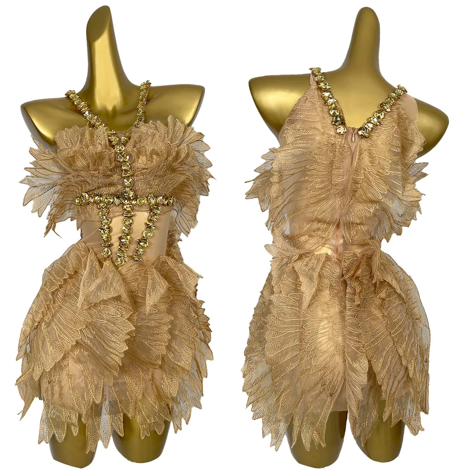 Women Sexy Prom Gowns Gold Crystal Transparent Wings Mini Dress Bar Nightclub Party Singer Stage Performance Costume Jinchan
Women Sexy Prom Gowns Gold Crystal Transparent Wings Mini Dress Bar Nightclub Party Singer Stage Performance Costume Jinchan