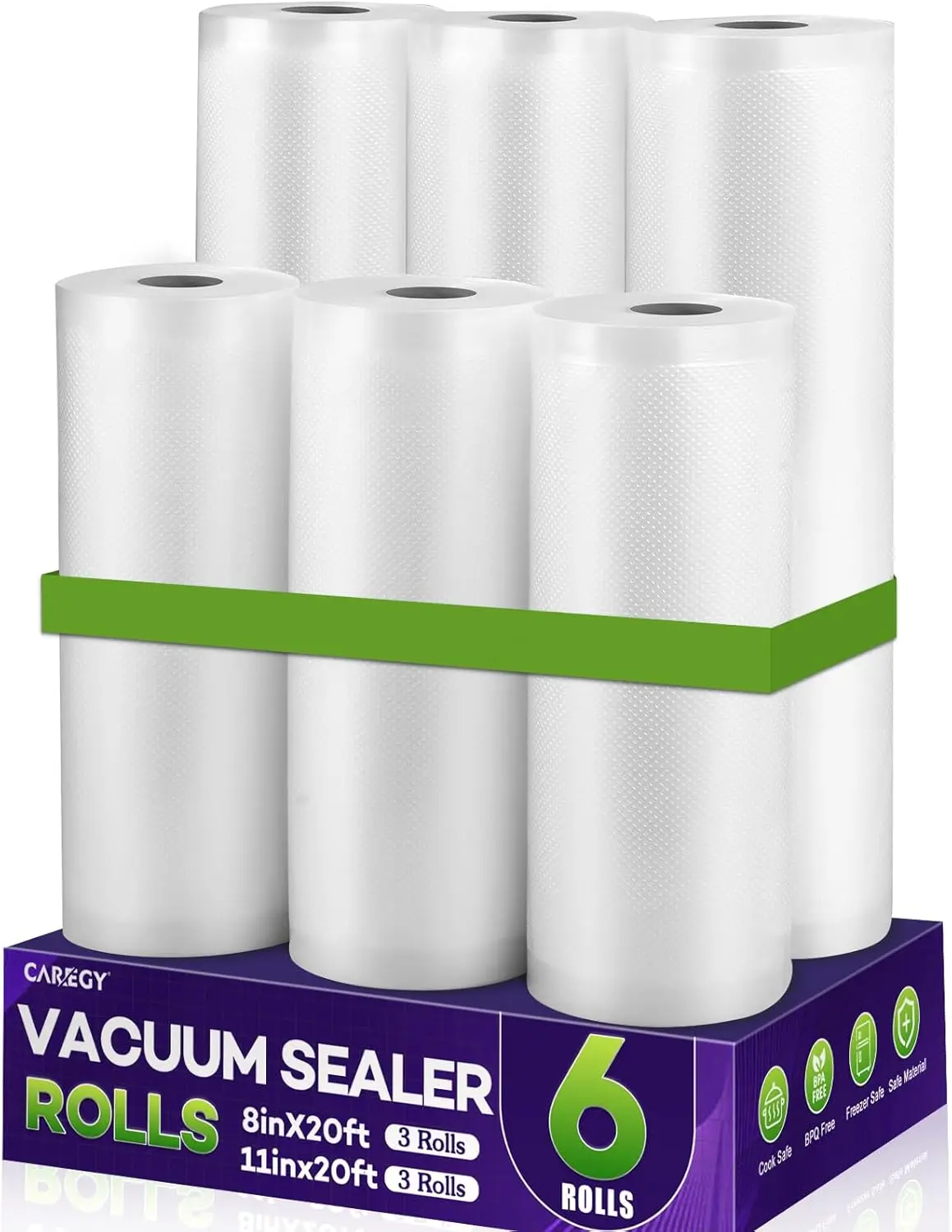Food Vacuum Sealer Rolls, 6 Pack: 3 Rolls 8"x20' & 3 Rolls 11"x20', BPA-Free Embossed Bags for Meal Prep, Sous Vide & Storage
Food Vacuum Sealer Rolls, 6 Pack: 3 Rolls 8"x20' & 3 Rolls 11"x20', BPA-Free Embossed Bags for Meal Prep, Sous Vide & Storage