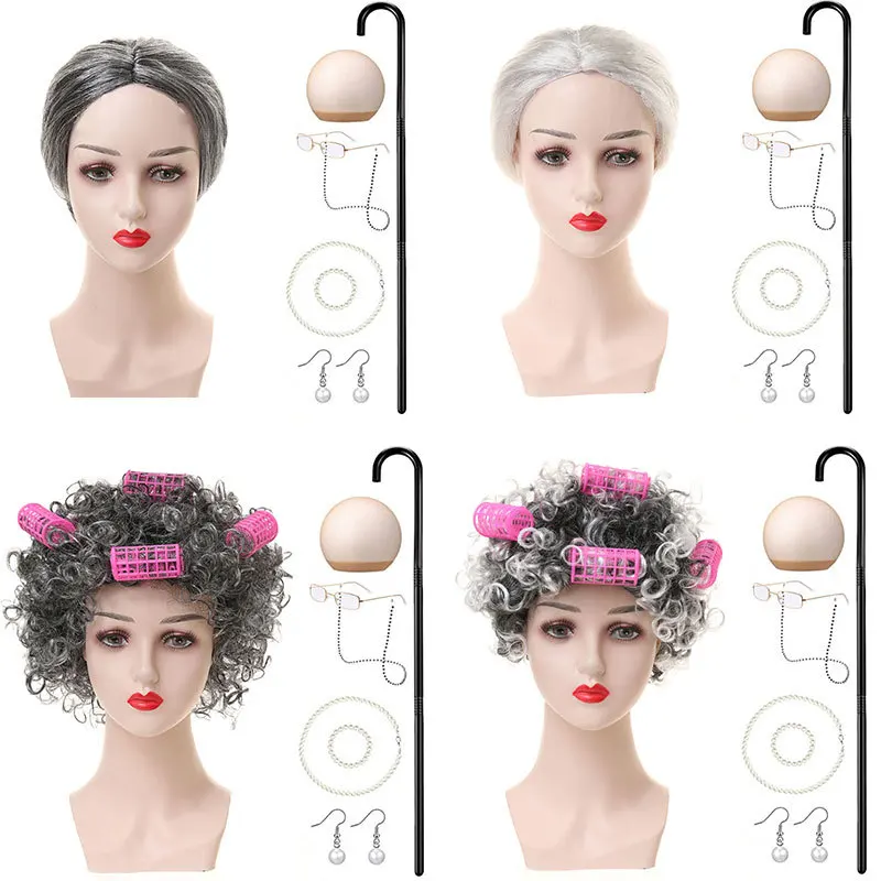 Halloween 2024 New Granny Grey Wig Old Grandpa Hair Old Lady Rent Granny Curling Iron Set
Halloween 2024 New Granny Grey Wig Old Grandpa Hair Old Lady Rent Granny Curling Iron Set