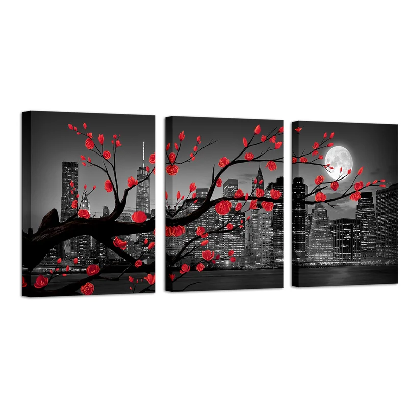 3 Pieces Red Flowers Poster Wall Art City Night View Print Canvas Painting Modern Style Pictures Living Room Home Decor
3 Pieces Red Flowers Poster Wall Art City Night View Print Canvas Painting Modern Style Pictures Living Room Home Decor