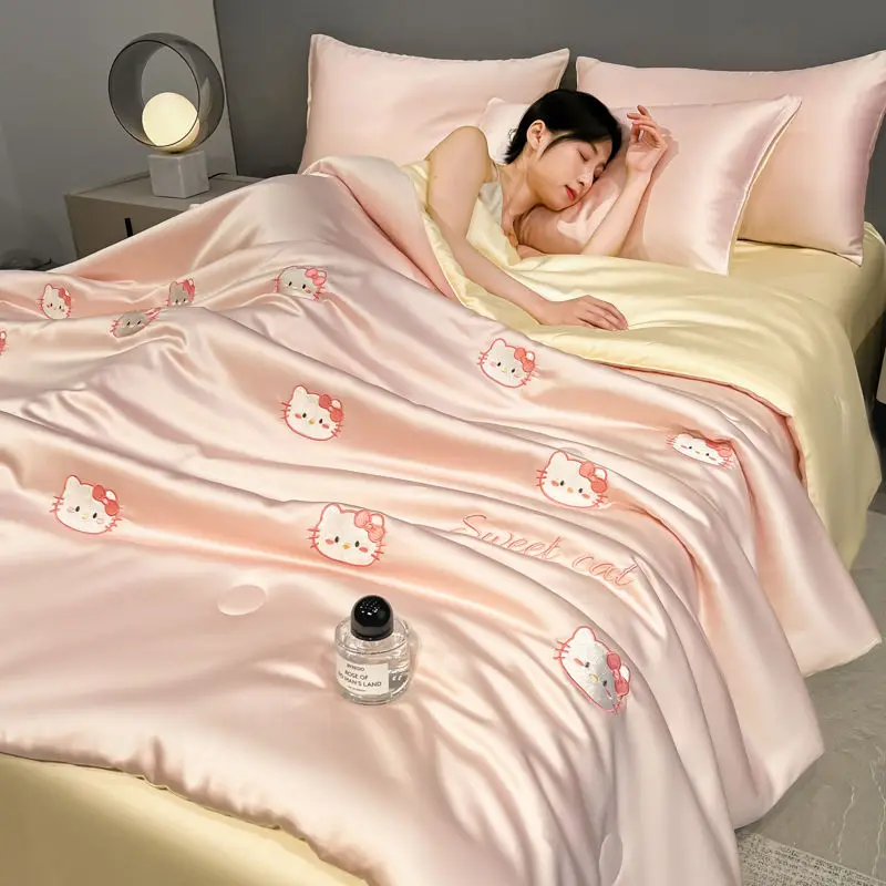 Hello Kitty Ice Silk Ac Blanket - Machine Washable Luxury Embroidery Summer Comforter, Summer Cooling Thin Bedding
Hello Kitty Ice Silk Ac Blanket - Machine Washable Luxury Embroidery Summer Comforter, Summer Cooling Thin Bedding