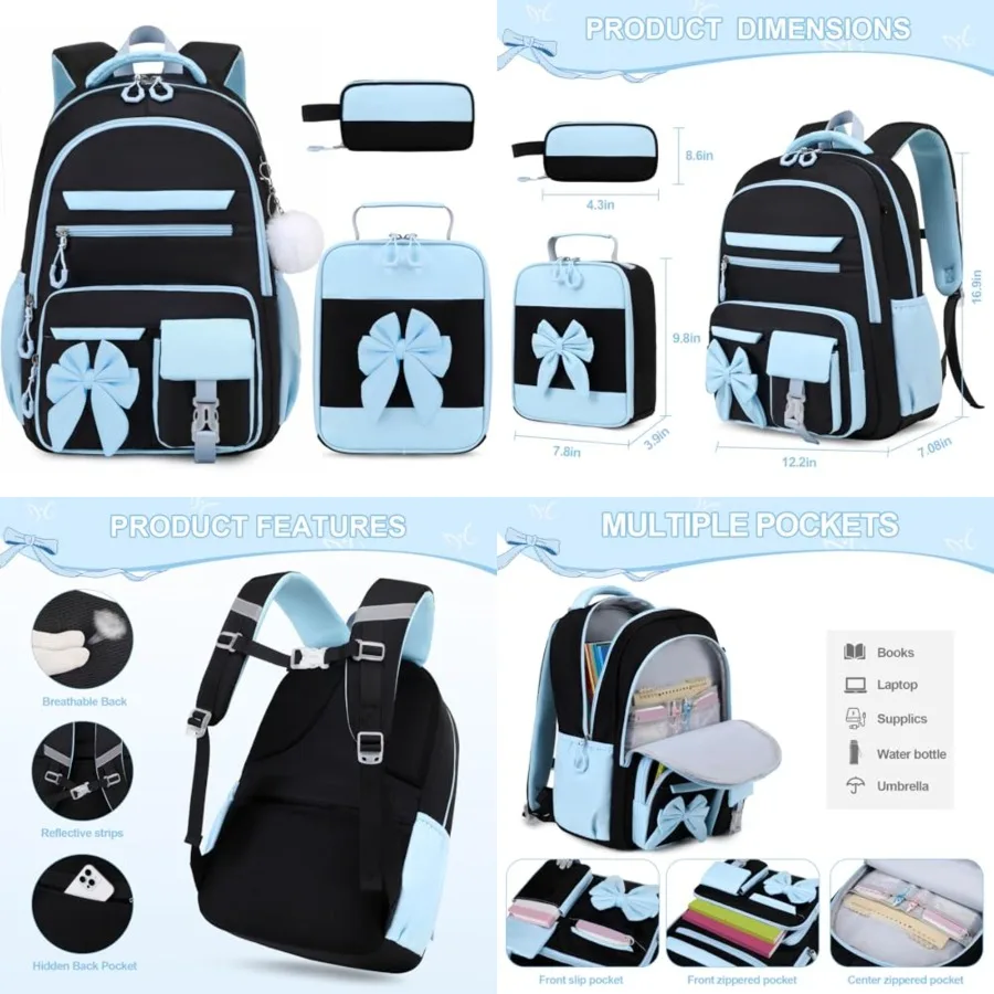 Backpack for Girls, 3PCS Girls Backpack for School with Lunch Bag Pencil Case, Cute Teens Bookbag for Kindergarten Elementary P
Backpack for Girls, 3PCS Girls Backpack for School with Lunch Bag Pencil Case, Cute Teens Bookbag for Kindergarten Elementary P
