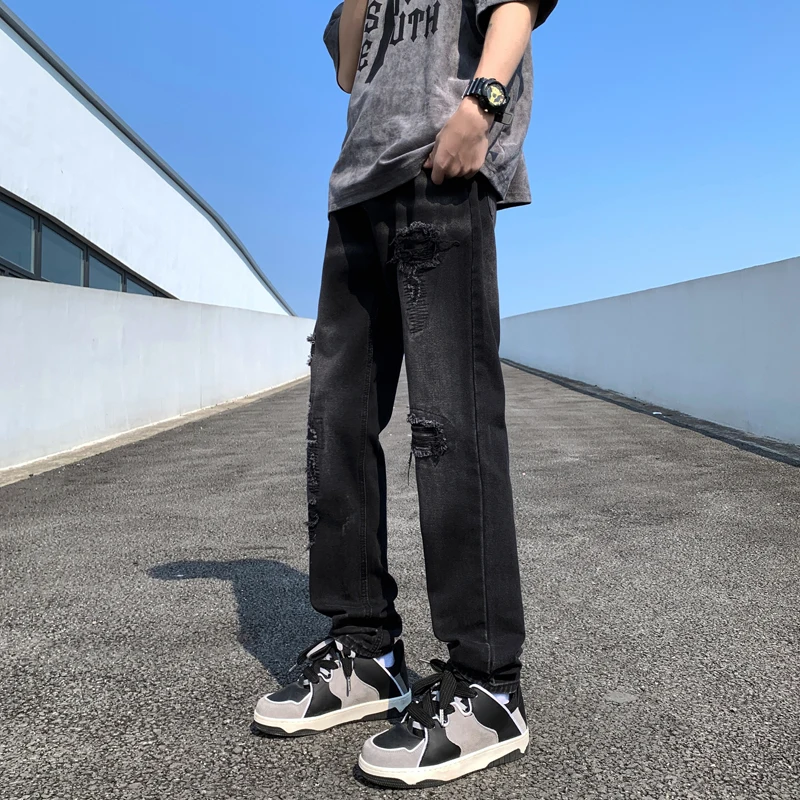 Black Loose Straight Leg Men's Jeans Summer High Street CEC Casual Cool Brand Patched Wide Leg Long Trousers
Black Loose Straight Leg Men's Jeans Summer High Street CEC Casual Cool Brand Patched Wide Leg Long Trousers