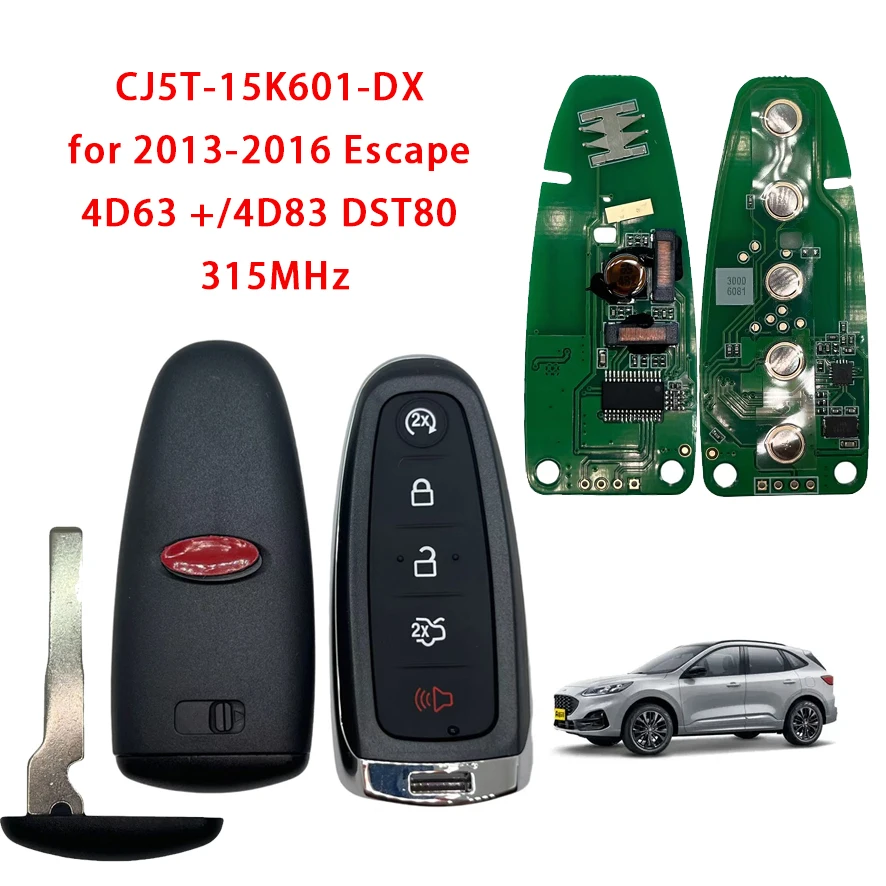 BK key CJ5T-15K601-DX 315MHz 4D63+/4D83 DST80 Keyless Go Car Remote Key For Ford Escape Focus C-max Maverick 2013 - 2018
BK key CJ5T-15K601-DX 315MHz 4D63+/4D83 DST80 Keyless Go Car Remote Key For Ford Escape Focus C-max Maverick 2013 - 2018