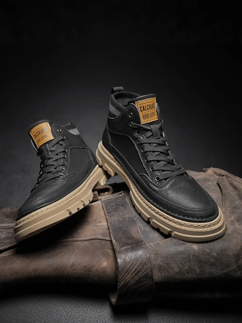 Black Fleece Lined High Top Men's Boots Casual Boots Waterproof Non Slip Warm Cotton Shoes for Winter Daily Wear
Black Fleece Lined High Top Men's Boots Casual Boots Waterproof Non Slip Warm Cotton Shoes for Winter Daily Wear