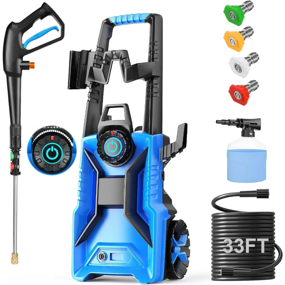 Electric Pressure Washer 5000 PSI 3.0 GPM Adjustable Pressure, High Power Washer with 33ft Pressure Hose, 4 Nozzles and 500ml Fo
Electric Pressure Washer 5000 PSI 3.0 GPM Adjustable Pressure, High Power Washer with 33ft Pressure Hose, 4 Nozzles and 500ml Fo