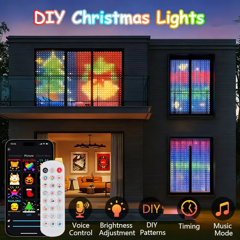 3x3m Smart LED Curtain Light APP Control RGB Dimmable DIY Pattern Music Ambient Lighting For Home Holiday Party Christmas Decor
3x3m Smart LED Curtain Light APP Control RGB Dimmable DIY Pattern Music Ambient Lighting For Home Holiday Party Christmas Decor