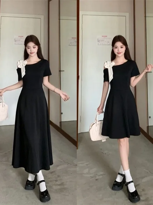 Summer Elegant plus Size Dress Knot Color Block Shoulder A-Line Midi Skirt Slimming Effect for plus Size Women
Summer Elegant plus Size Dress Knot Color Block Shoulder A-Line Midi Skirt Slimming Effect for plus Size Women