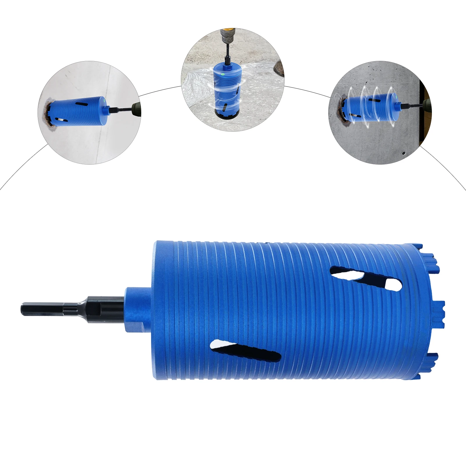 Сверло со стальной резьбой 5/8 дюйма, 12,75 см, сине-черное сверло с 3 адаптерами для отверстий в стене, камня
Сверло со стальной резьбой 5/8 дюйма, 12,75 см, сине-черное сверло с 3 адаптерами для отверстий в стене, камня