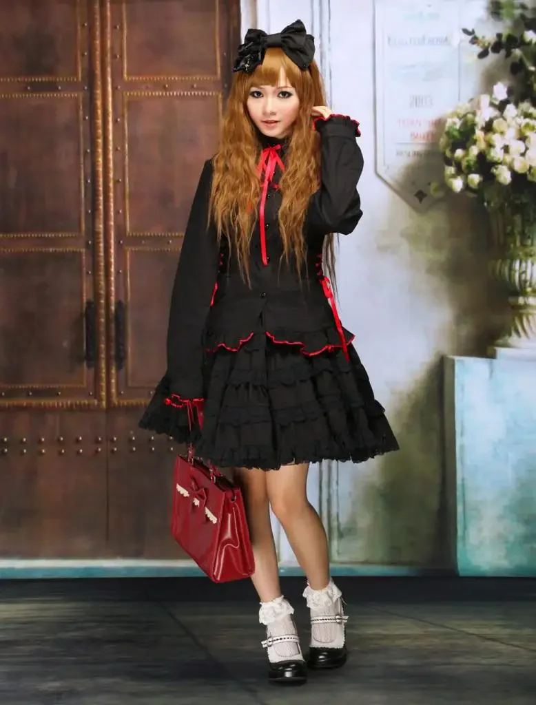 Womens Cotton Black Long Sleeves Lolita Blouse And Ruffles Goth Lolita Skirt Outfit Party Halloween
Womens Cotton Black Long Sleeves Lolita Blouse And Ruffles Goth Lolita Skirt Outfit Party Halloween