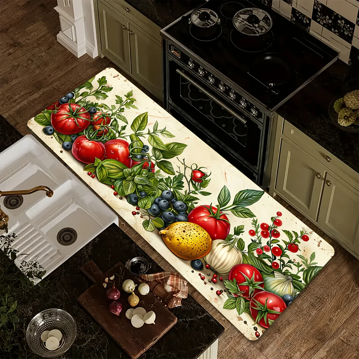 Fresh Vegetable Fruit Herb Kitchen Long Mat, Non-Slip Washable Durable Runner Rug for Kitchen, Bathroom, Laundry Room Decor
Fresh Vegetable Fruit Herb Kitchen Long Mat, Non-Slip Washable Durable Runner Rug for Kitchen, Bathroom, Laundry Room Decor