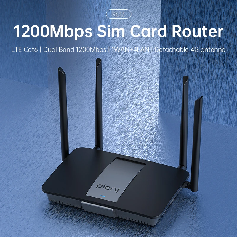 Маршрутизатор Plery LTE CAT.6 4G, 1200 Мбит/с, двухдиапазонный Wi-Fi, 5,8 ГГц/2,4 ГГц, 4 антенны, высокоскоростная SIM-карта 4G, поддерживает 32 устройства
Маршрутизатор Plery LTE CAT.6 4G, 1200 Мбит/с, двухдиапазонный Wi-Fi, 5,8 ГГц/2,4 ГГц, 4 антенны, высокоскоростная SIM-карта 4G, поддерживает 32 устройства