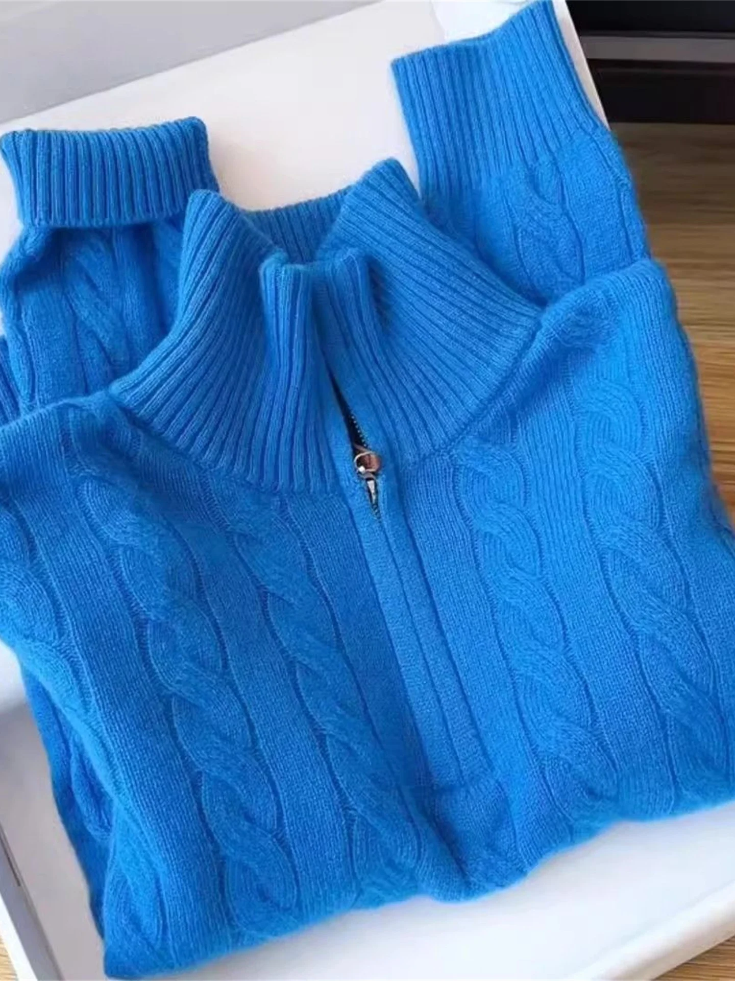 Premium Blue f-Zip Knitted Sweater Women's Casual Loose Sle Youthful Collared Slimming Top for Spring Autumn
Premium Blue f-Zip Knitted Sweater Women's Casual Loose Sle Youthful Collared Slimming Top for Spring Autumn