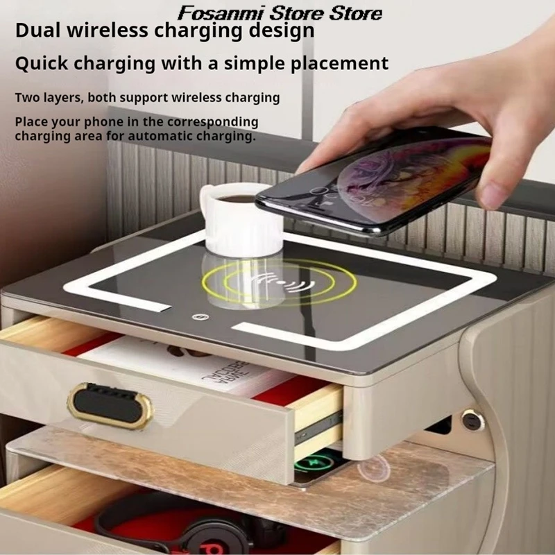 Smart Bedside Safe Cabinet with Wireless Charging, Fingerprint & Bluetooth , Multifunctional Storage
Smart Bedside Safe Cabinet with Wireless Charging, Fingerprint & Bluetooth , Multifunctional Storage