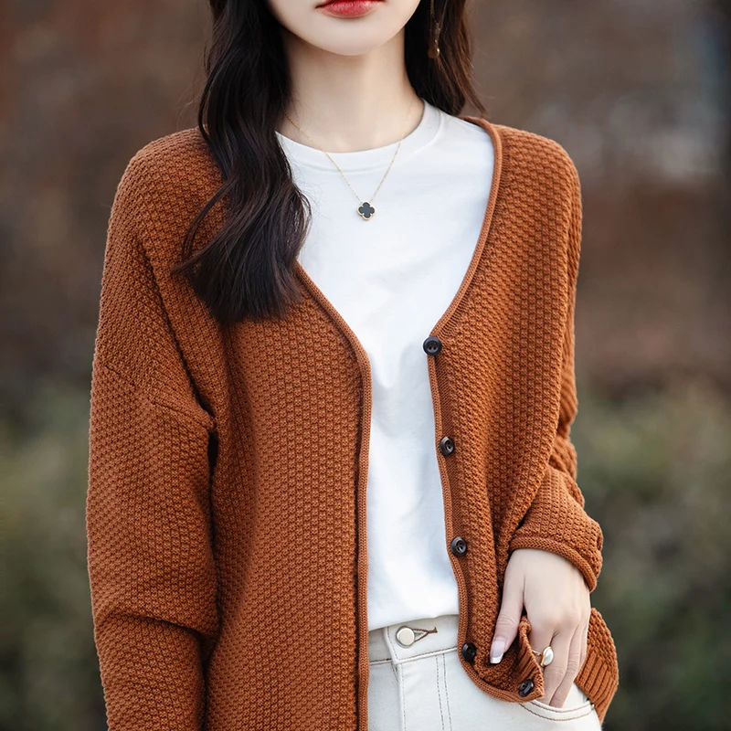 ZOCEPT 100% Pure Cotton Knitted Cardigan Women's V-neck Full Sleeved Sweater Jacket Loose Top Women's Autumn Winter Sweaters New
ZOCEPT 100% Pure Cotton Knitted Cardigan Women's V-neck Full Sleeved Sweater Jacket Loose Top Women's Autumn Winter Sweaters New