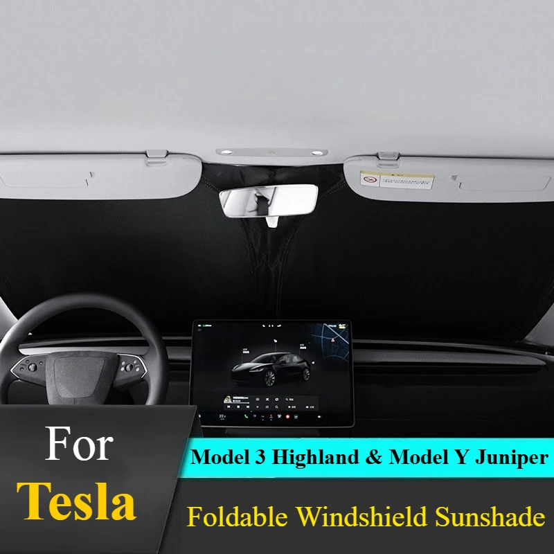 For Tesla Model 3 Highland & Model Y Juniper: Foldable Windshield Sunshade - Heat Insulation & UV Block
For Tesla Model 3 Highland & Model Y Juniper: Foldable Windshield Sunshade - Heat Insulation & UV Block