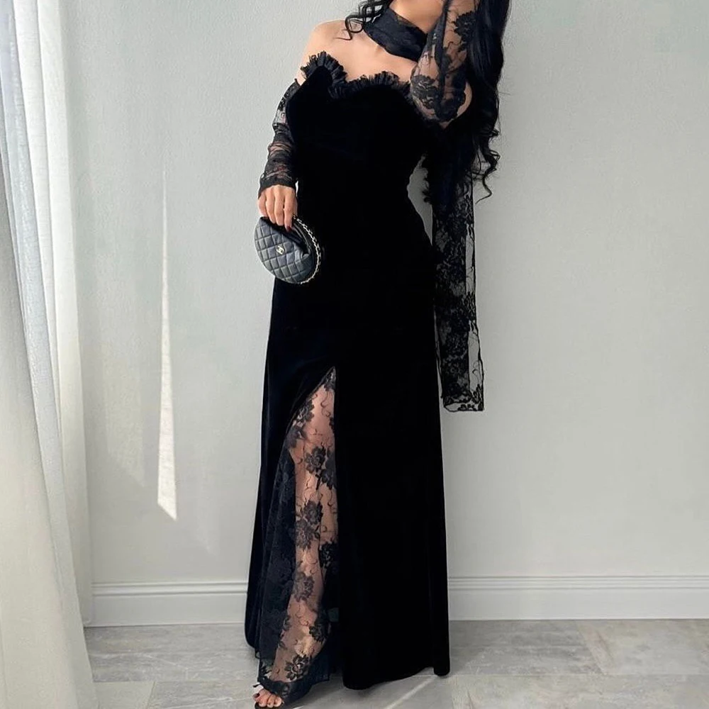 Вечерние платья трапециевидной формы по индивидуальному заказу, длиной до пола, без бретелек, с длинными рукавами, платье для выпускного вечера, модное кружевное простое драпированное вечернее платье с рюшами
Вечерние платья трапециевидной формы по индивидуальному заказу, длиной до пола, без бретелек, с длинными рукавами, платье для выпускного вечера, модное кружевное простое драпированное вечернее платье с рюшами