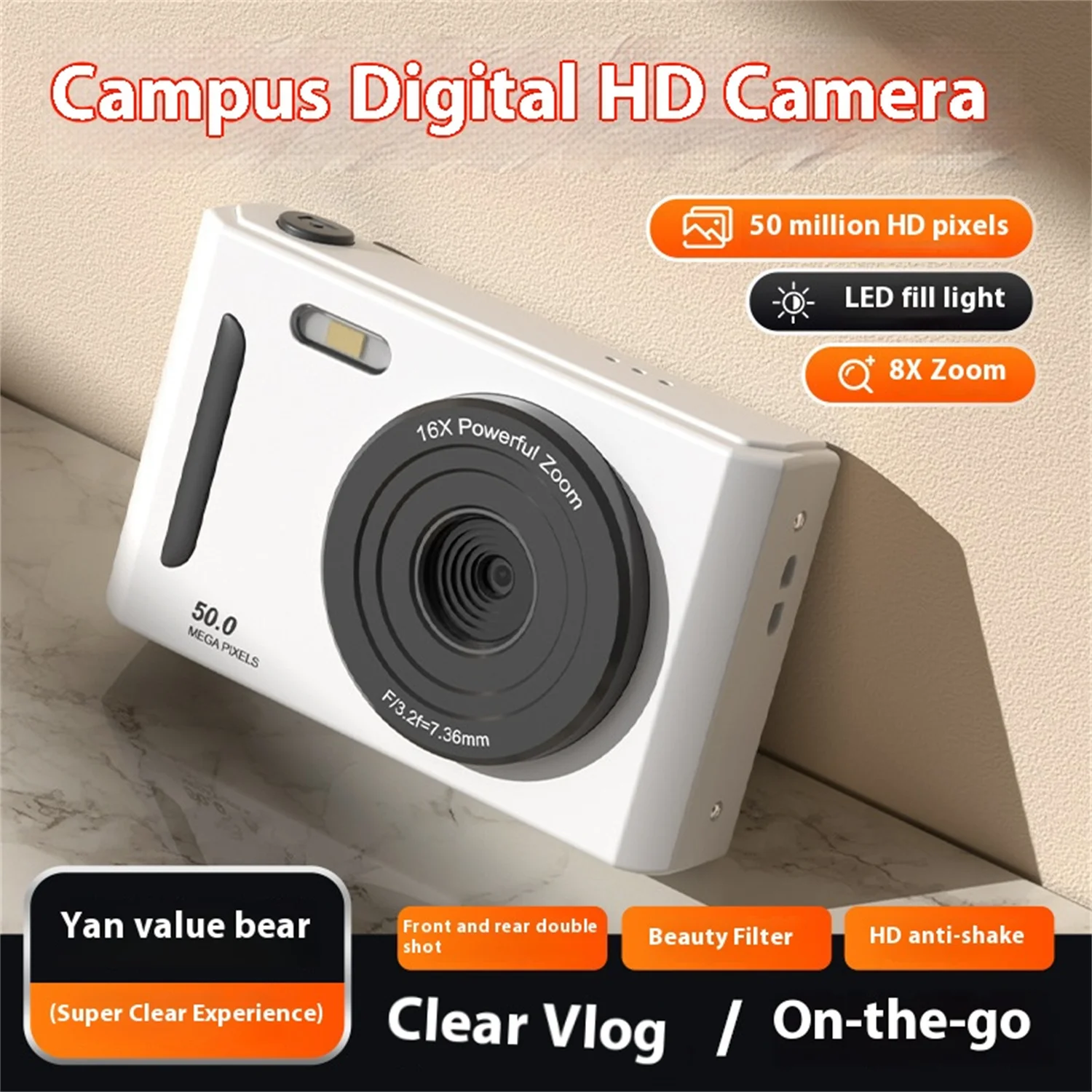 Mini digital camera, high-definition card machine, student selfie camera, home camera, new model
Mini digital camera, high-definition card machine, student selfie camera, home camera, new model