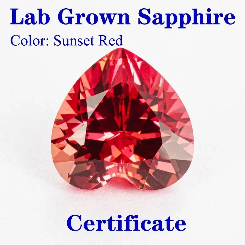 Top Lab Grown Sapphire sunset red Heart Shape VVS1 Quality Charms Beads Selectable AGL Certificate Diy Jewelry Making Materials
Top Lab Grown Sapphire sunset red Heart Shape VVS1 Quality Charms Beads Selectable AGL Certificate Diy Jewelry Making Materials
