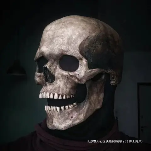 Skull mask movable clown hood props secret room haunted house horror NPC Ghost Rider cos