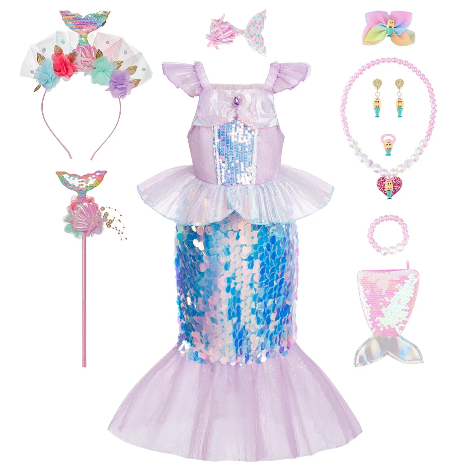 Kids Halloween Little Mermaid Princess Cosplay Dresses Sets Child Party Glitter Fishtail Skirt Baby Girls Christmas Sequin Dress
Kids Halloween Little Mermaid Princess Cosplay Dresses Sets Child Party Glitter Fishtail Skirt Baby Girls Christmas Sequin Dress