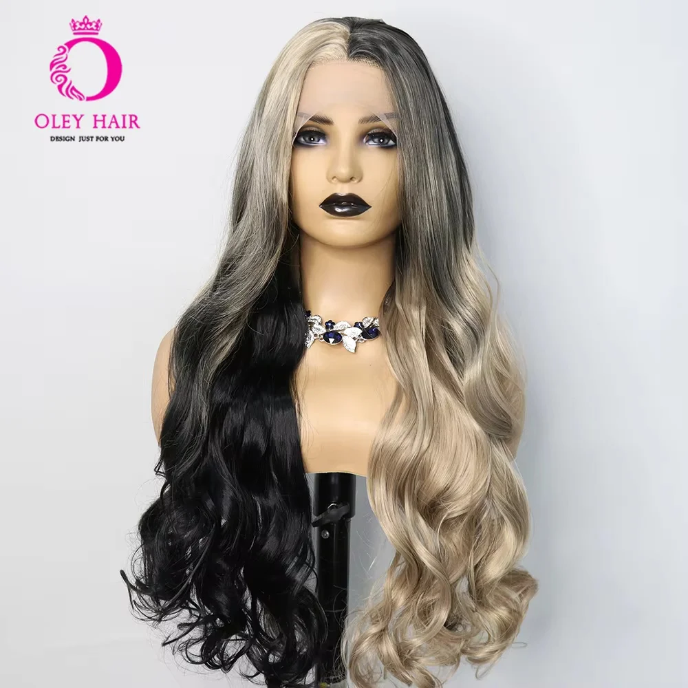 180 Density Ombre Black blonde Synthetic Body Wave 13x4 Lace Front Wig Glueless Heat Resistant Drag Queen Cosplay Wigs For Women
180 Density Ombre Black blonde Synthetic Body Wave 13x4 Lace Front Wig Glueless Heat Resistant Drag Queen Cosplay Wigs For Women