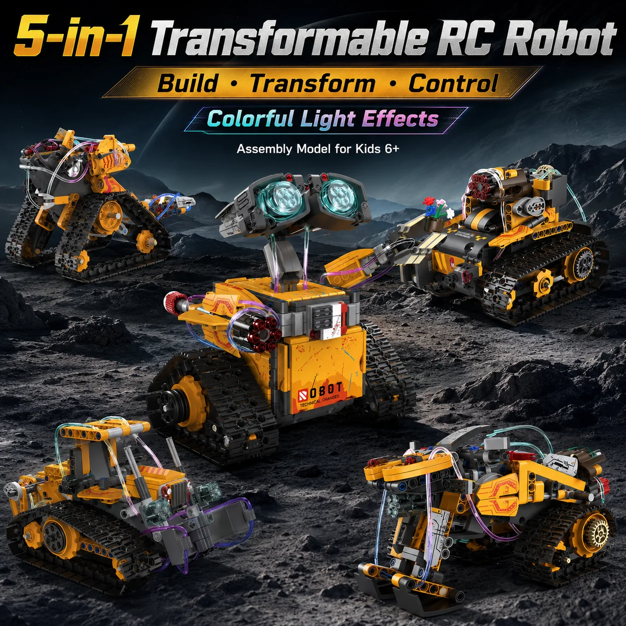 5-in-1 Programmable Robot Kit, RC Building Blocks STEM Coding Toy, Educational Gift for Children
5-in-1 Programmable Robot Kit, RC Building Blocks STEM Coding Toy, Educational Gift for Children