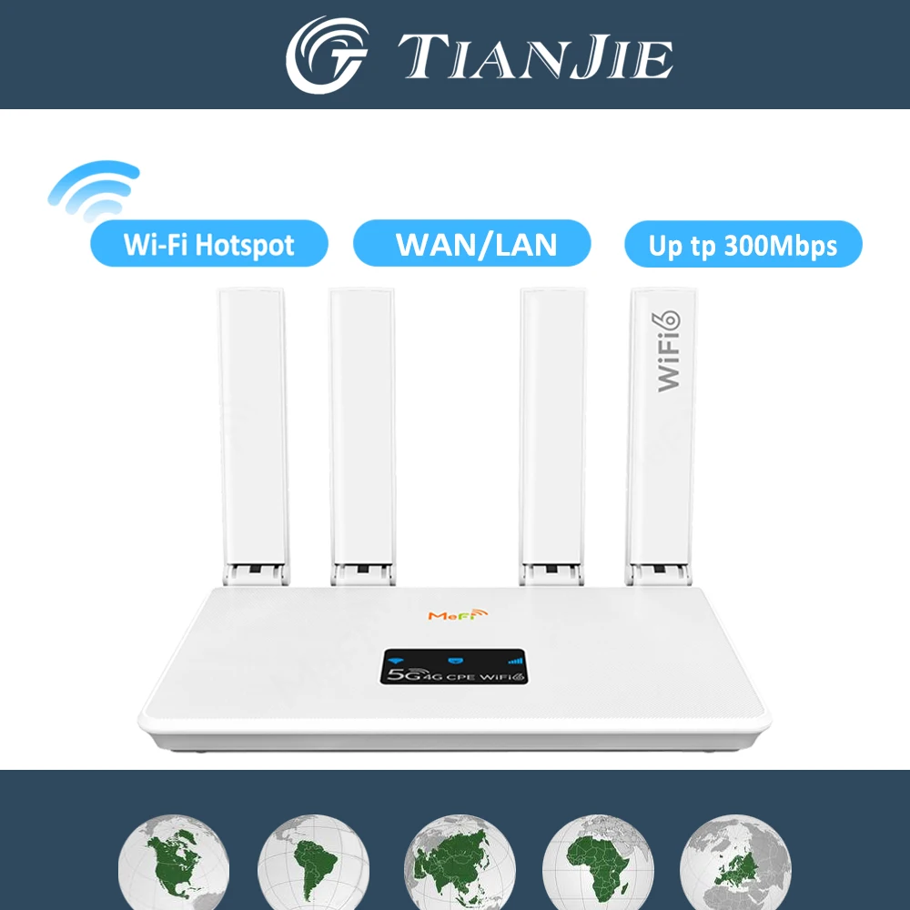 TIANJIE 4G LTE Router WiFi 6 Wireless CPE SIM Card Modem with 300Mbps Hotspot Portable Network Device for Indoor Connectivity
TIANJIE 4G LTE Router WiFi 6 Wireless CPE SIM Card Modem with 300Mbps Hotspot Portable Network Device for Indoor Connectivity
