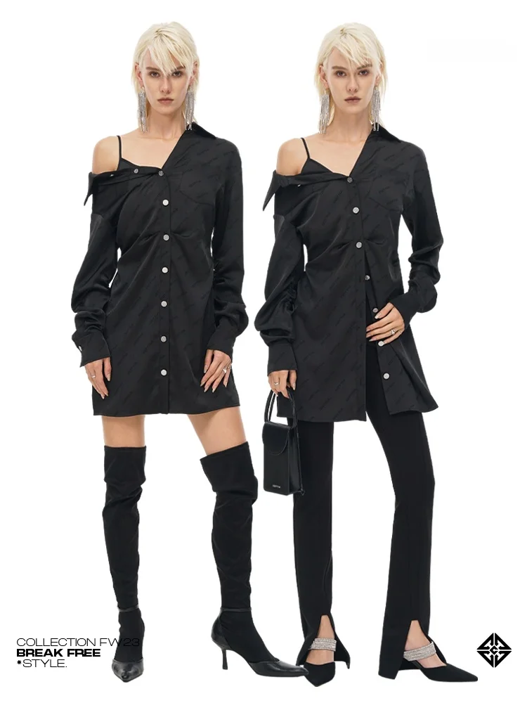 COTTIA Original oulder Bared Fake Two-Piece irt Dr Women's Sexy Strap Dr Autumn New Sle High Quali Polyester Fiber
COTTIA Original oulder Bared Fake Two-Piece irt Dr Women's Sexy Strap Dr Autumn New Sle High Quali Polyester Fiber