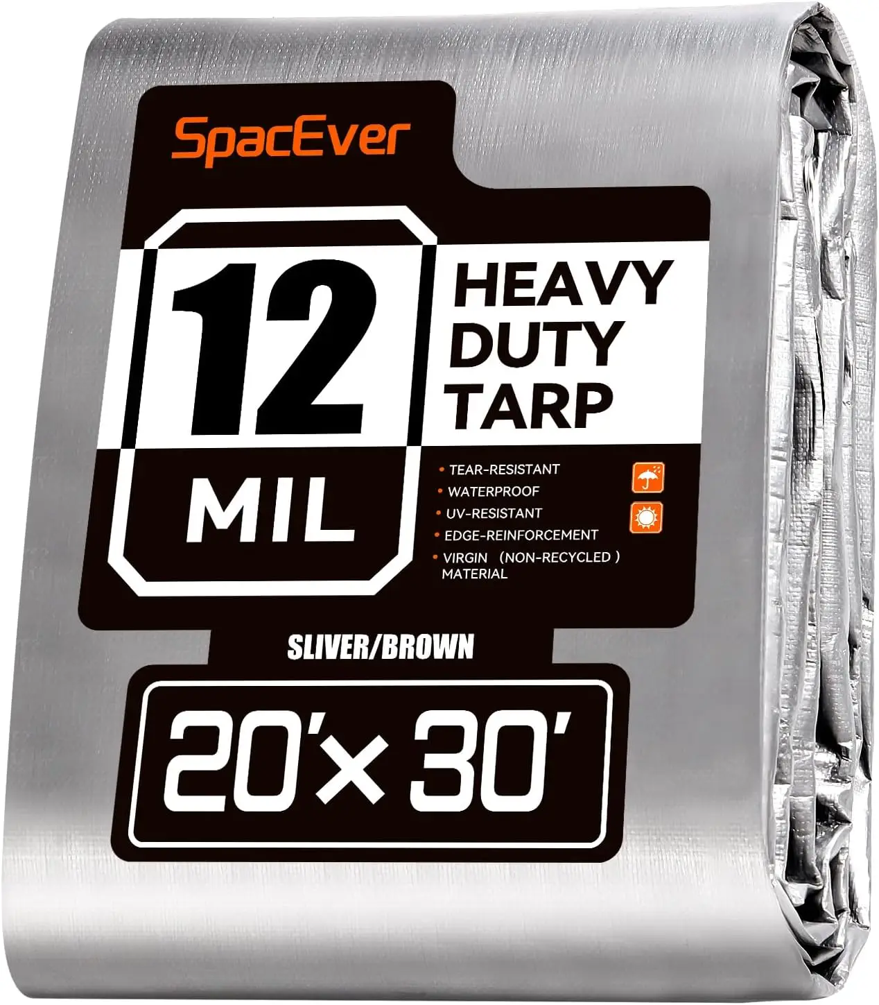 Heavy Duty Tarp 20x30 FT, 12 Mil Thick, Waterproof with Grommets, UV & Tear Resistant, Silver/Brown
Heavy Duty Tarp 20x30 FT, 12 Mil Thick, Waterproof with Grommets, UV & Tear Resistant, Silver/Brown