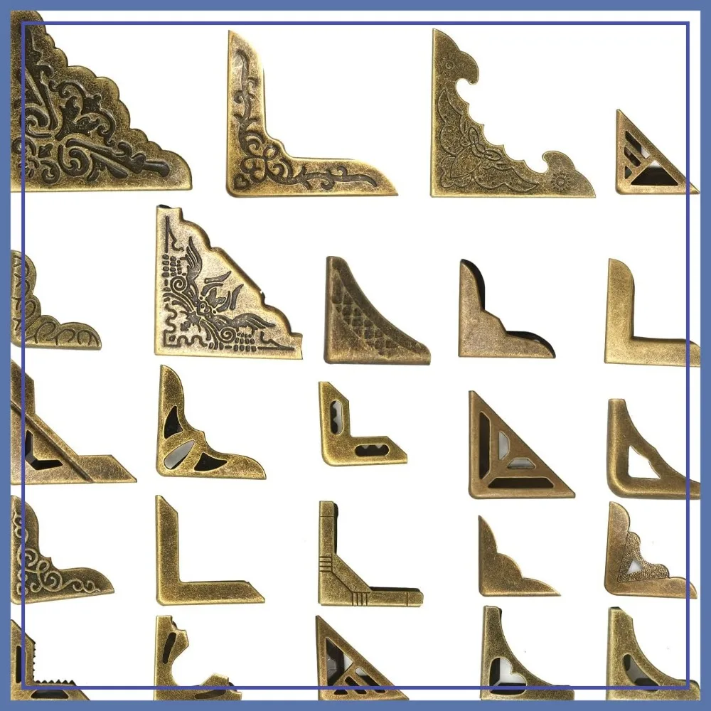 96 Pcs Metal Book Corner Protectors, 24 Styles Iron Guard Edge Covers, Vintage Decorative Pads for Albums, Scrapbooks, Notebooks, Desk, Jewelry Boxes
96 Pcs Metal Book Corner Protectors, 24 Styles Iron Guard Edge Covers, Vintage Decorative Pads for Albums, Scrapbooks, Notebooks, Desk, Jewelry Boxes