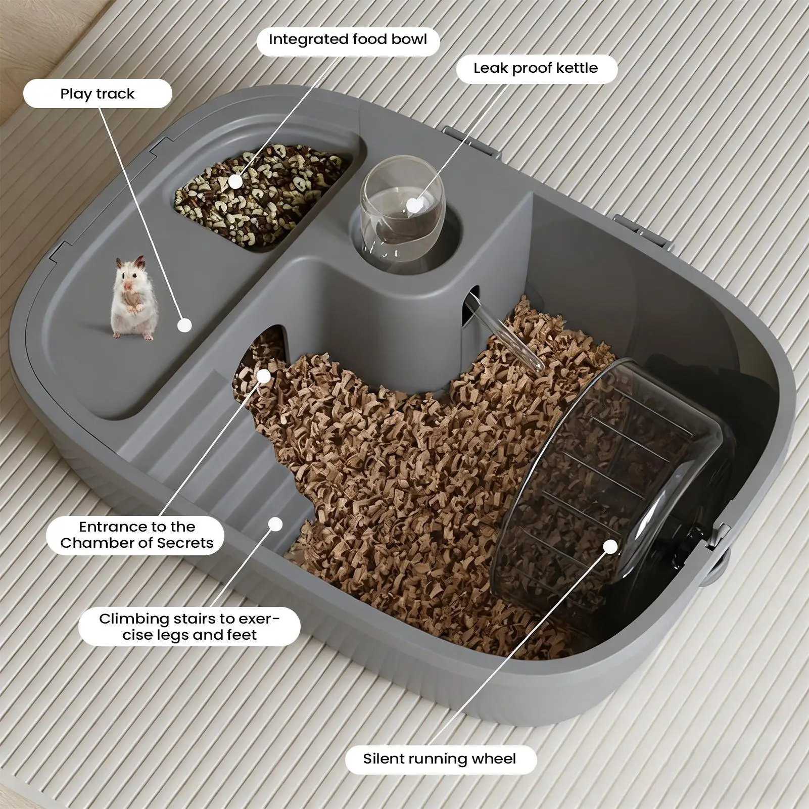 Клетка для хомяка, двухуровневая прозрачная клетка для мелких животных с колесом для упражнений, среда обитания маленького хомяка с аксессуарами для дома
Клетка для хомяка, двухуровневая прозрачная клетка для мелких животных с колесом для упражнений, среда обитания маленького хомяка с аксессуарами для дома