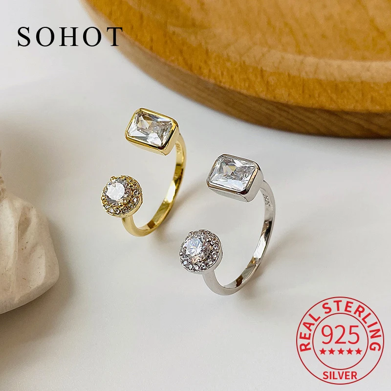 Real 925 Sterling Silver Geometric Square Zircon Round Opening Rings for Women Classic Light Luxury Fine Jewelry Accessories
Real 925 Sterling Silver Geometric Square Zircon Round Opening Rings for Women Classic Light Luxury Fine Jewelry Accessories