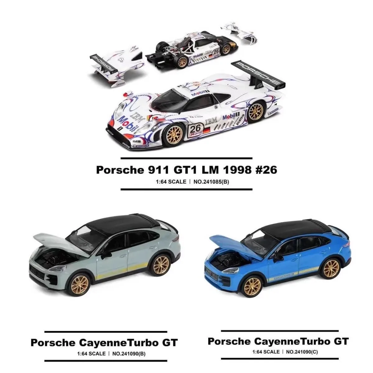 TH trends hobby1/64 Cayenne Trubo GT Porsche 911 GT1 LM Alloy Diecast Car Model Boys Toy Decorations
TH trends hobby1/64 Cayenne Trubo GT Porsche 911 GT1 LM Alloy Diecast Car Model Boys Toy Decorations