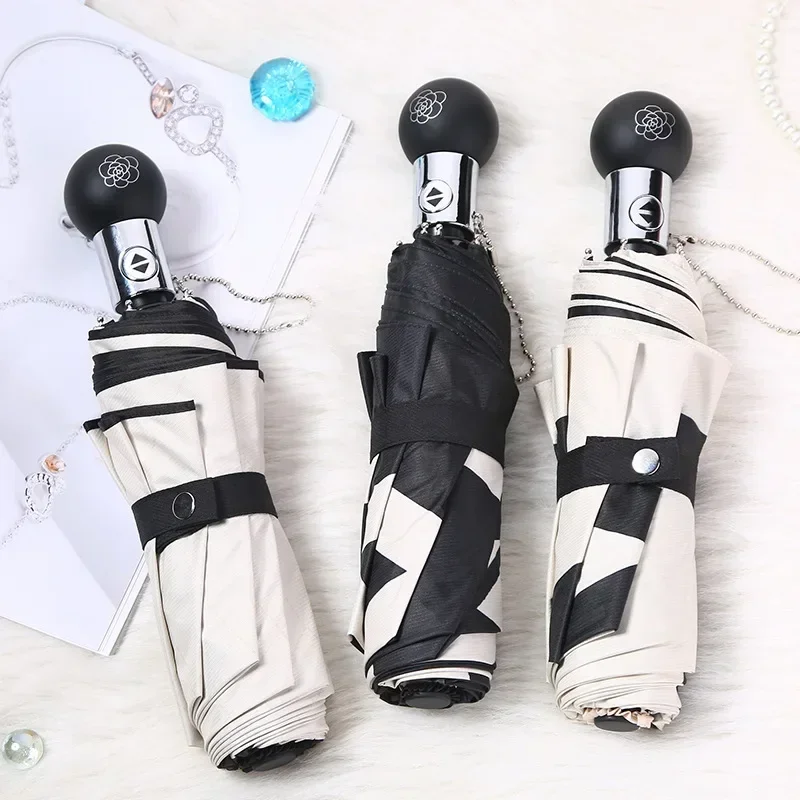 Outdoor Retro Camellia Pattern Automatic Triple Fold Black Rubber Umbrella Suitable for Sunny and Rainy Days
Outdoor Retro Camellia Pattern Automatic Triple Fold Black Rubber Umbrella Suitable for Sunny and Rainy Days